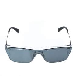 Pre Owned Valentino Clear/ Grey Mirrored VA4016 Single Lens Sunglasses