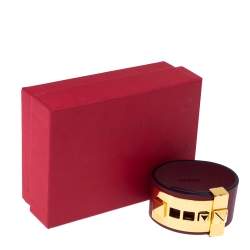 Pre Owned Valentino Burgundy Leather Rockstud Wide Bracelet 