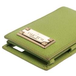 Valentino Green Grained Leather Rockstud iPhone 5 Flip Case