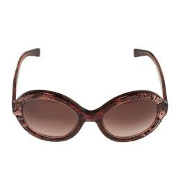 Valentino Bordeaux/ Brown Gradient Lace Detail V668S Round Sunglasses