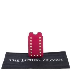Pre Owned Valentino Fuchsia Leather Rockstud iPhone 5/5S Case