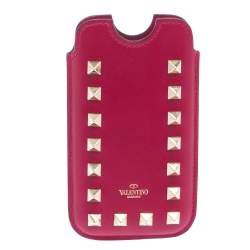 Pre Owned Valentino Fuchsia Leather Rockstud iPhone 5/5S Case