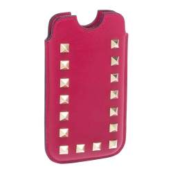 Pre Owned Valentino Fuchsia Leather Rockstud iPhone 5/5S Case