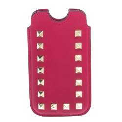 Pre Owned Valentino Fuchsia Leather Rockstud iPhone 5/5S Case