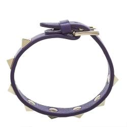 Pre Owned Valentino Purple Leather Rockstud Wrap Bracelet