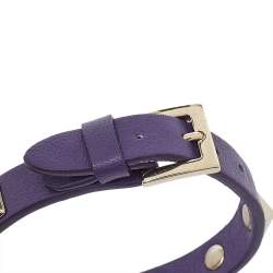 Pre Owned Valentino Purple Leather Rockstud Wrap Bracelet