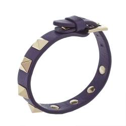 Pre Owned Valentino Purple Leather Rockstud Wrap Bracelet