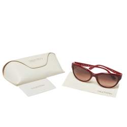 Pre Owned نظارة شمسية فالنتينو عين قطة مستديرة في602أس متردجة بني/ عنابي