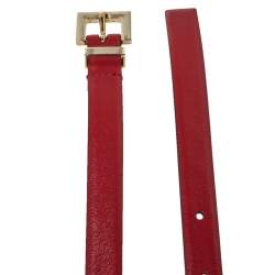 Pre Owned Valentino Red Leather Rockstud Slim Belt 75 CM