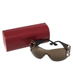 مملوكة مسبقًا Valentino Brown 5624/S Crystal Embellished Shield Sunglasses