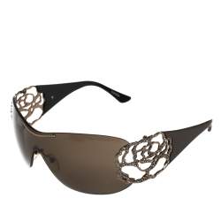 مملوكة مسبقًا Valentino Brown 5624/S Crystal Embellished Shield Sunglasses