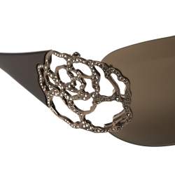 مملوكة مسبقًا Valentino Brown 5624/S Crystal Embellished Shield Sunglasses