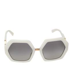 Pre Owned Valentino White/Grey VA4053 Oversized Hexagon Sunglasses