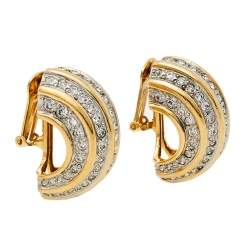 Pre Owned Valentino Crystal Gold Tone Clip On Earrings