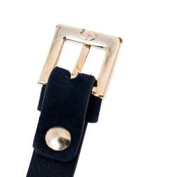 Pre Owned Valentino Blue Suede Crystal Embellished Rockstud Bracelet