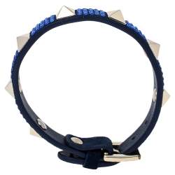 Pre Owned Valentino Blue Suede Crystal Embellished Rockstud Bracelet