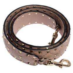 Pre Owned Valentino Poudre Quilted Leather Rockstud Spike Bag Strap
