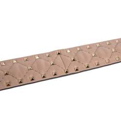 Pre Owned Valentino Poudre Quilted Leather Rockstud Spike Bag Strap