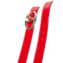 Valentino Red Patent Leather Logo Platino Belt 80 CM