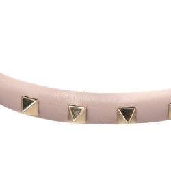 Pre Owned Valentino Pink Leather Rockstud Headband