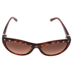 مملوكة مسبقًا Valentino Brown Acetate V641S Gradient Studded Cat Eye Sunglasses