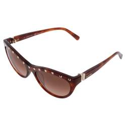 مملوكة مسبقًا Valentino Brown Acetate V641S Gradient Studded Cat Eye Sunglasses