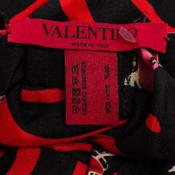 Pre Owned Valentino Black & Red Lipstick Print Silk Turban 