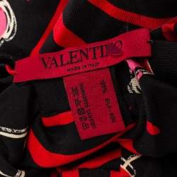 Pre Owned Valentino Black & Red Lipstick Print Silk Turban 