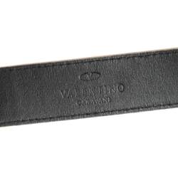 Pre Owned Valentino Tri Color Leopard Print Calf Hair Crystal Embellished Logo Belt 85CM