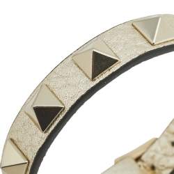 Pre Owned Valentino Gold Leather Rockstud Wrap Bracelet