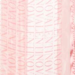 مملوكة مسبقًا Valentino Pink & White Logo Print Silk Scarf