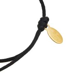 Pre Owned Valentino VLogo Signature Crystal and Black Adjustable Cord Bracelet