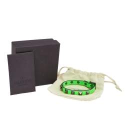 Pre Owned Valentino Neon Green Leather Rockstud Bracelet