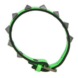 Pre Owned Valentino Neon Green Leather Rockstud Bracelet