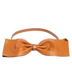 Valentino Brown Leather Bow Waist Belt 80CM