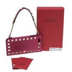 Valentino Pink Leather Rockstud  Wristlet Phone Case