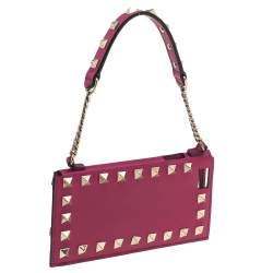 Valentino Pink Leather Rockstud  Wristlet Phone Case