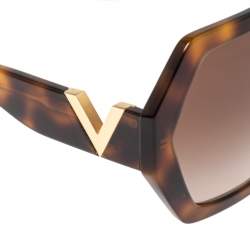 Pre Owned نظارة شمسية فالنتينو متدرجة هندسية VA 4053هافانا بني