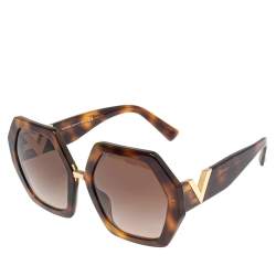 Pre Owned نظارة شمسية فالنتينو متدرجة هندسية VA 4053هافانا بني