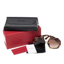 Pre Owned نظارة شمسية فالنتينو متدرجة هندسية VA 4053هافانا بني