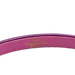 Pre Owned Valentino Pink Satin Crystals Gold Tone Metal Hair Band