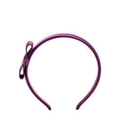 Pre Owned Valentino Pink Satin Crystals Gold Tone Metal Hair Band