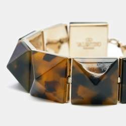Pre Owned Valentino Brown Tortoiseshell Va Va Voom Bracelet