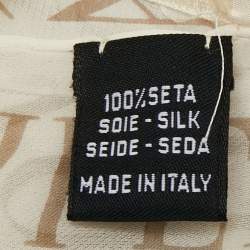 مملوكة مسبقًا Valentino Beige Logo Printed Silk Scarf 