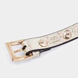 Pre Owned سوار فالنتينو روكستد جلد بمعدن ذهبي اللون ملتف