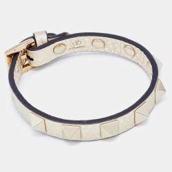 Pre Owned سوار فالنتينو روكستد جلد بمعدن ذهبي اللون ملتف