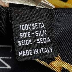 Pre Owned Valentino Black & Gold Chain Link Print Silk Scarf