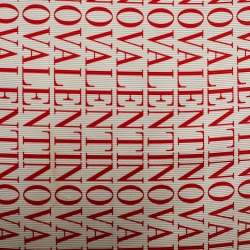 Pre Owned Valentino Red Logo Print Silk Stole