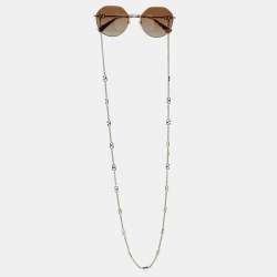 Pre Owned نظارة شمسية فالنتينو  VA 2043 بالشعار ذهبي اللون/بني متدرجة بسلسلة