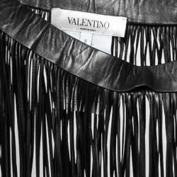 Pre Owned Valentino Black Fringed Leather Belt M